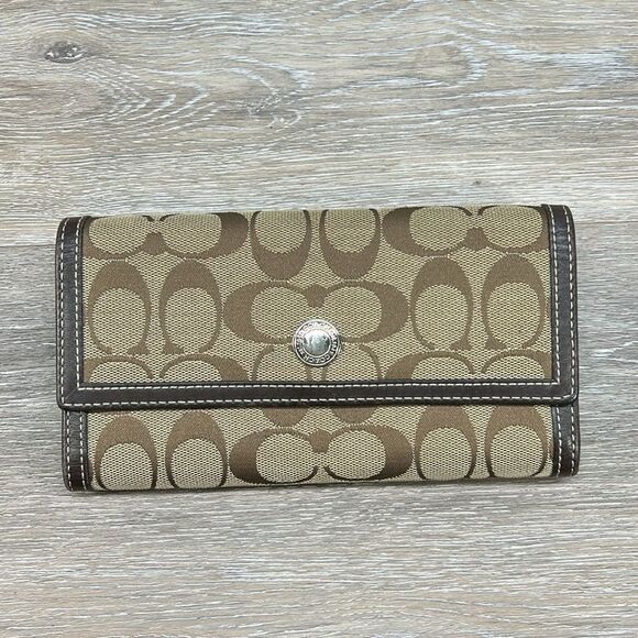 *9824 Coach Brown and Tan Wallet - Picture 1 of 6